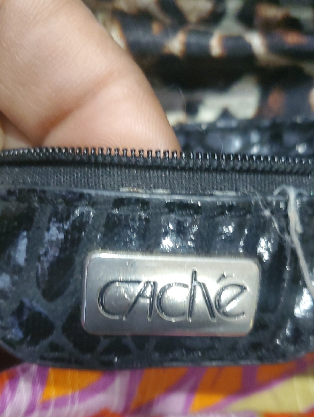 Cache Black Faux Snakeskin Tote with Long Shoulder Straps - Picture 12 of 14